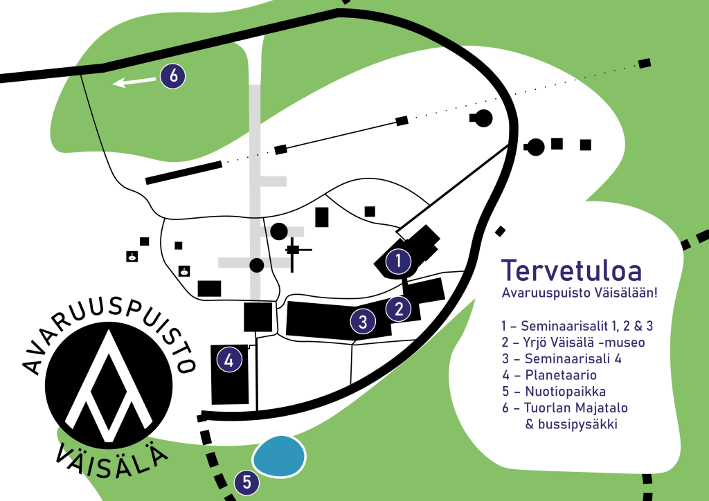 Vierailukartta Avaruuspuiston alueella kulkemiseen.